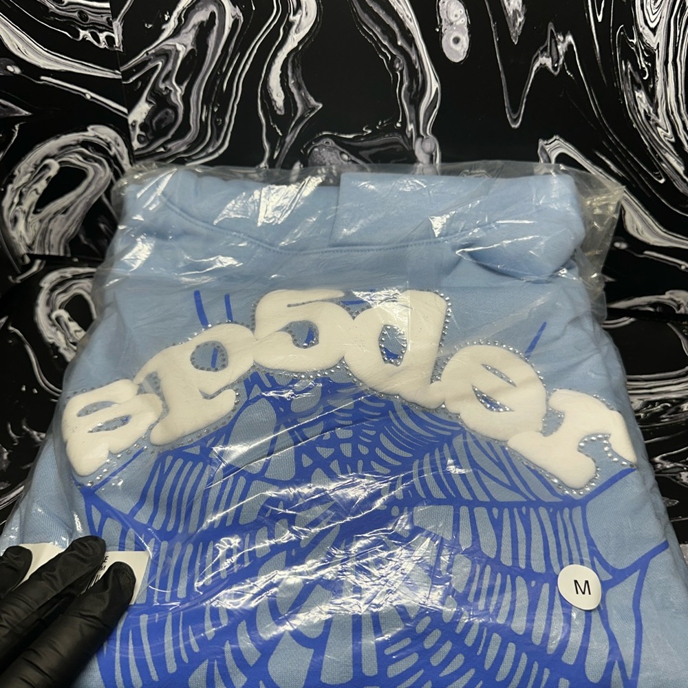 Doll*rs Sp5der Blue Hoodie w rhinestones
